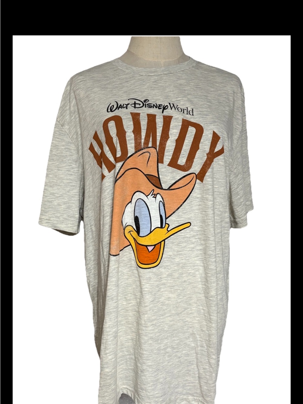 Disney Walt Disney World Cowboy Donald Duck Howdy Adult Grey  XL T-Shirt New